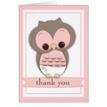Sweet Baby Owl Girl Thank You Card