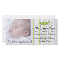 Sweet Baby Pea Photo Birth Announcements photo cards by pinkinkart Sweet Baby Pea Photo Birth Announcements photo cards