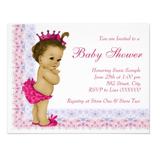 Sweet Baby Pink and Purple Baby Shower Custom Invitation