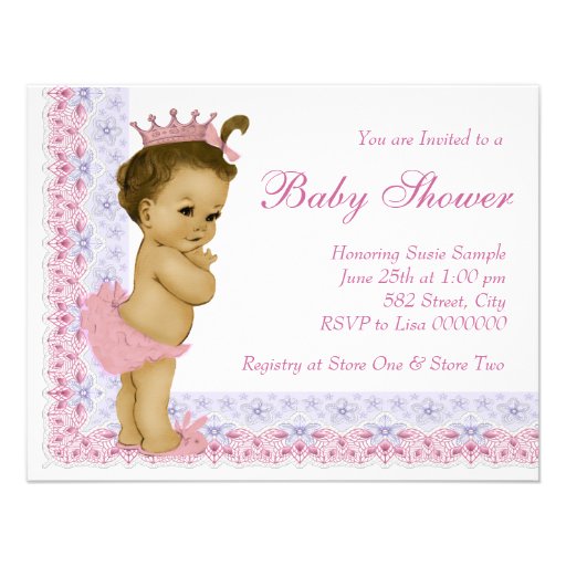 Sweet Baby Pink and Purple Baby Shower Custom Invites