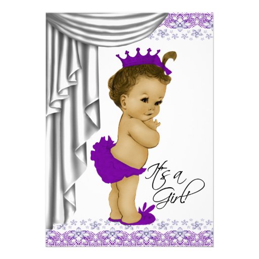Sweet Baby Purple and Gray Baby Shower Custom Invite