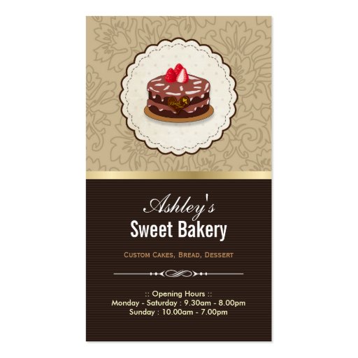 Sweet Bakery Boutique - Cakes Chocolates Pastry Business Card Templates (front side)