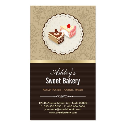 Sweet Bakery Boutique - Cakes Chocolates Pastry Business Card Templates (back side)