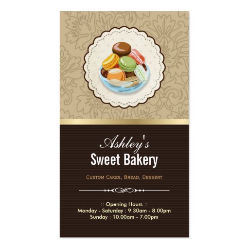 Sweet Bakery Boutique - French Parisian Macaroons Business Cards (front side)