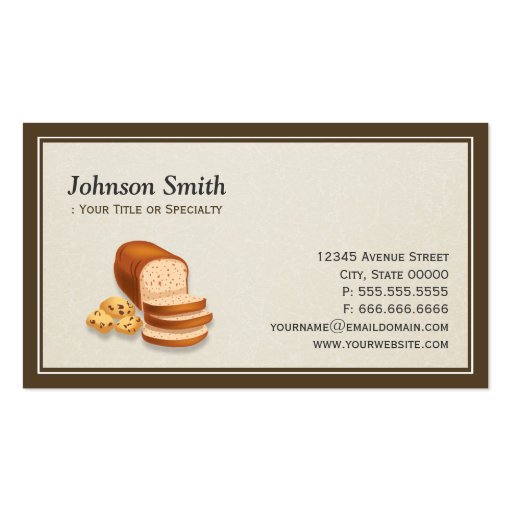 Sweet Bakery Bread Cookies Baker - Simple Elegant Business Card Template (front side)