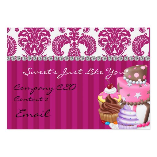 Sweet Bakery Damask Design  Business Card diamonds (front side)