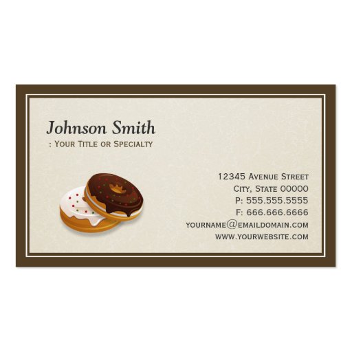 Sweet Bakery Donuts Baker - Simple Professional Business Card Template (front side)