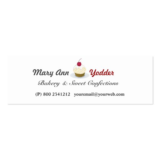 Sweet Bakery  Pretty Cupcakes Baker Confections Business Card Template (front side)