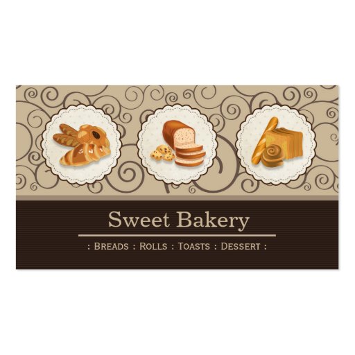 Sweet Bakery Shop Breads Rolls Toasts Dessert Business Card Zazzle