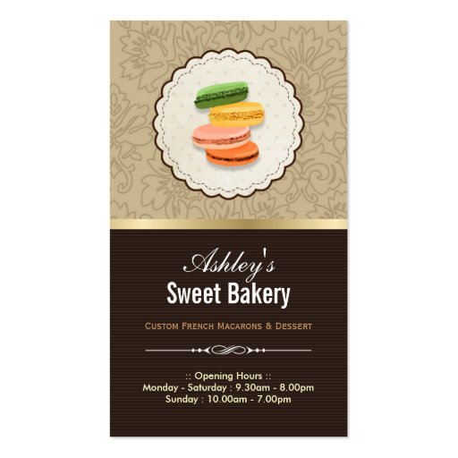 Sweet Bakery Shop - Macaroons Macarons Pastries Business Cards (front side)