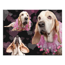 Sweet Basset Valentine Personalized Invites