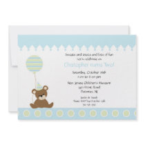 Sweet Bear & Balloon Kids Birthday Invitation