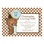 Sweet Bear Number One 1st Birthday Invitation