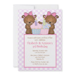 Sweet Bears Cupcake Twins Birthday Invitation