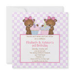 Sweet Bears Cupcake Twins Birthday Invitation