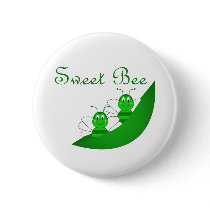 Sweet Bee Twins Button by bugspot Sweet Bee Twins Button
