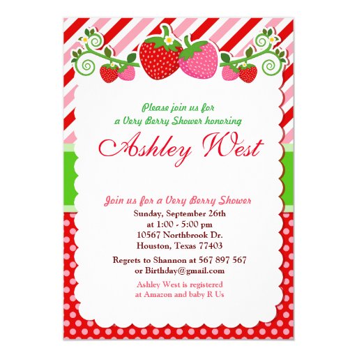 Sweet Berry Strawberry Baby Shower Invitation Zazzle
