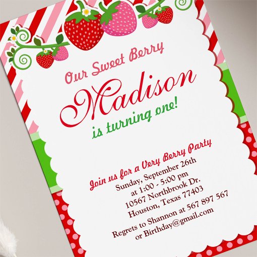 Sweet Berry Strawberry Birthday Party Invitation Zazzle