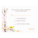 Sweet Bird, Cherry Blossom Wedding RSVP (4.25x5.6) Postcard