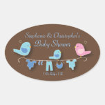 Sweet Bird Family Blue Baby Boy Shower Sticker
