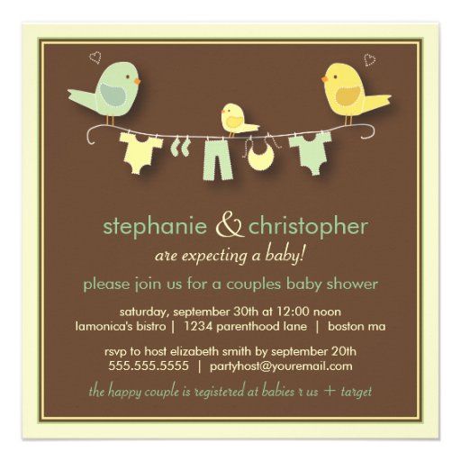Sweet Bird Family Couples Baby Shower Invitation