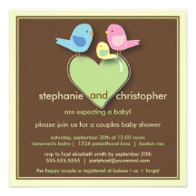 Sweet Bird Family Couples Baby Shower Invitation