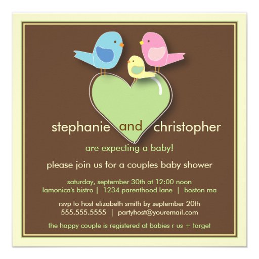 Sweet Bird Family Couples Baby Shower Invitation