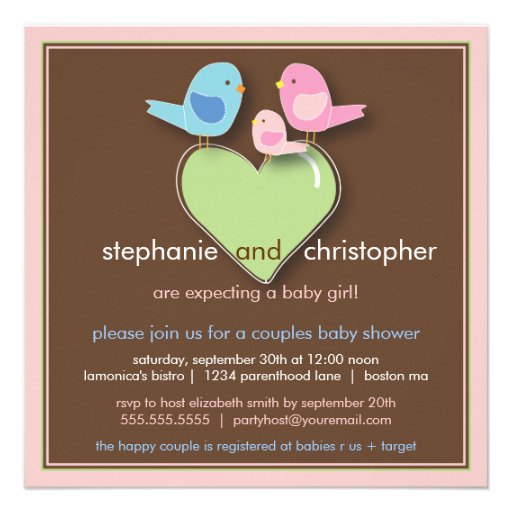 Sweet Bird Family Couples Baby Shower Invitation