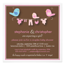 Sweet Bird Girl Couple Baby Shower Invitation