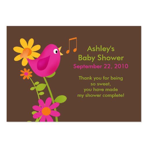 Sweet Birdie Baby Shower Favor Tags Business Cards (front side)