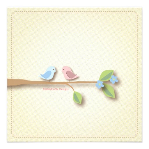 Sweet Birdie Pink & Blue Baby Shower Invitation