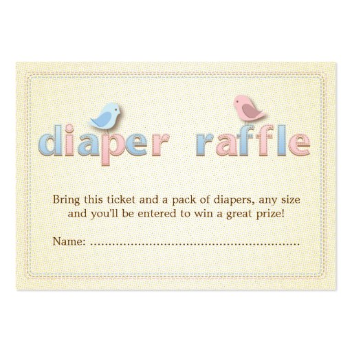 Sweet Birdie Pink Blue Diaper Raffle Ticket Insert Business Card Template
