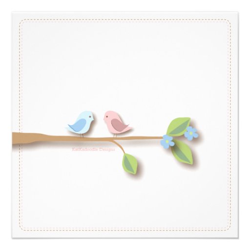 Sweet Birdie Twin Boy Girl Baby Shower Invitation