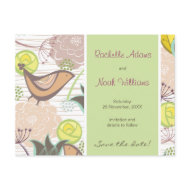 Sweet Birds Floral Garden Save The Date Postcard postcard