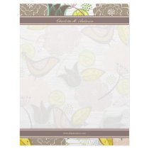 Sweet Birds Floral Pattern Template Letterhead