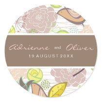 Sweet Birds Floral Wedding Favor Label Sticker