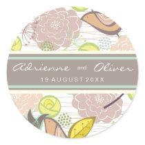 Sweet Birds Floral Wedding Favor Label Sticker