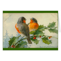 Sweet Birds Vintage Postcard Print Card