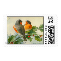 Sweet Birds Vintage Postcard Print Postage Stamps
