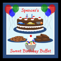 Sweet Birthday Treats Buffet Party invitations
