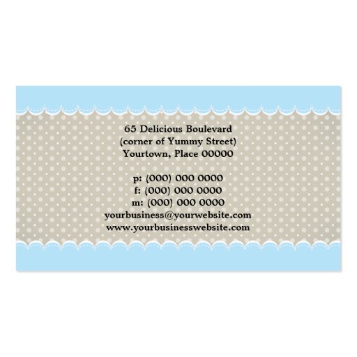 Sweet Blue and Polka Dots Business Card Templates (back side)