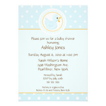 Sweet Blue Duck Boy Baby Shower Invitations