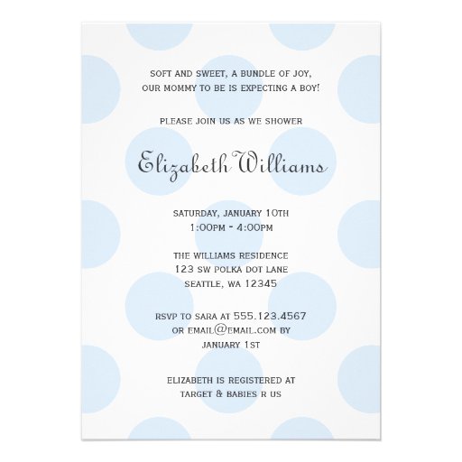 Sweet Blue Polka Dots Baby Boy Shower Invitation