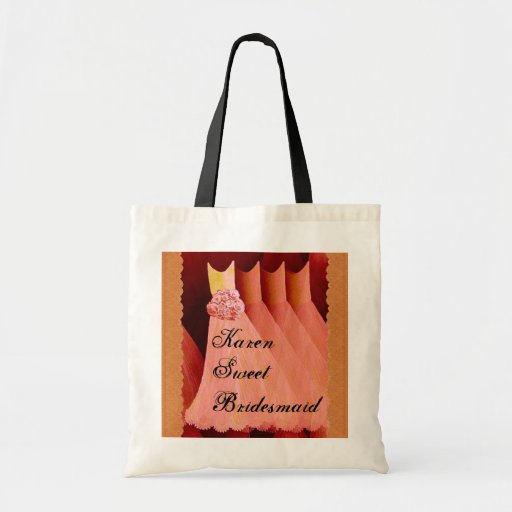 Sweet Bridesmaid Custom Name and Dresses Tote Bags