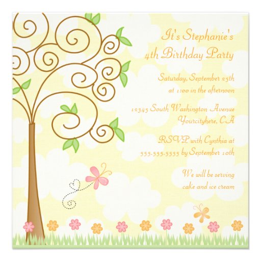 Sweet butterfly garden birthday party invitation