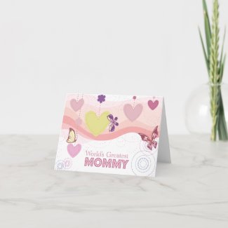 Sweet butterfly hearts world's greatest mommy card zazzle_card