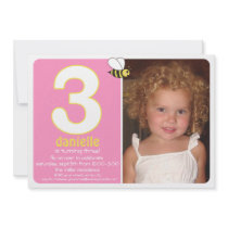 Sweet Buzzy Bee Three Year Photo Invite