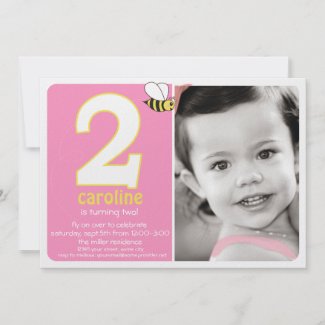 Sweet Buzzy Bee Two Year Photo Invite