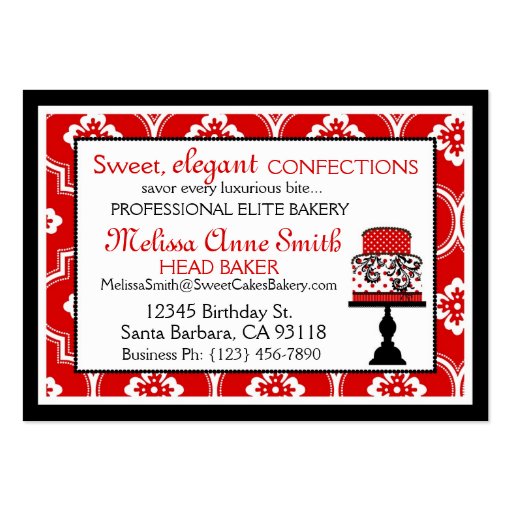 Sweet Cake Business Card Red (back side)