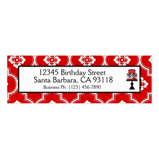 Sweet Cake Skinny Business Card Red (back side)